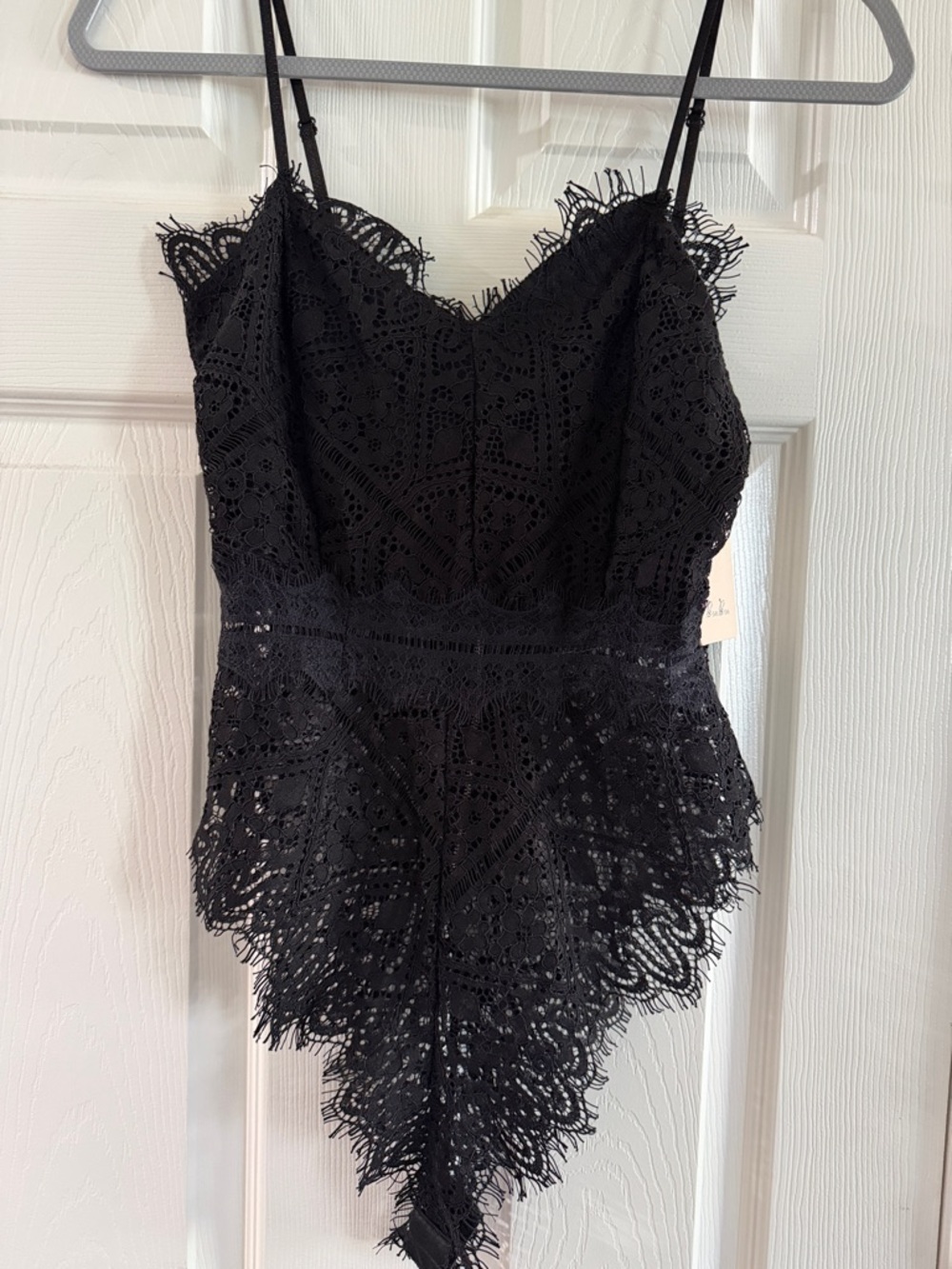 Black Lace Chemise Slip with Scalloped Hem